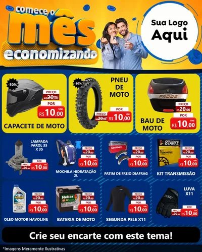 Modelo de Rede Social para Feed Instagram com o tema Comece O Mês Economizando para Moto peças