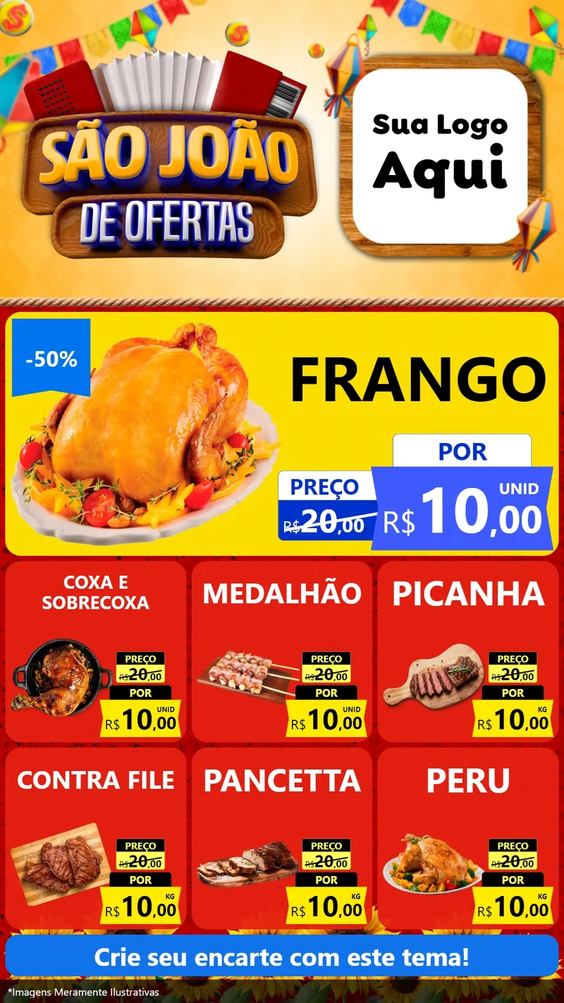 Modelo de Rede Social para Stories com o tema São João de Ofertas para Assados