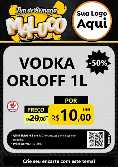 Modelo de Cartaz para Cartaz A4 Vertical com o tema Fim de Semana Maluco para Distribuidora de bebidas