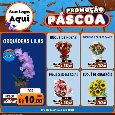 Modelo de Rede Social para Feed Facebook com o tema Promoção Páscoa para Floricultura e jardim