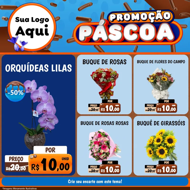 Modelo de Rede Social para Feed Facebook com o tema Promoção Páscoa para Floricultura e jardim