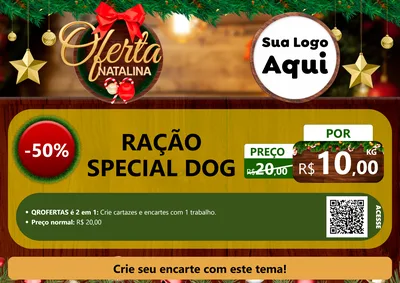 Modelo de Cartaz para Cartaz A4 Horizontal com o tema Ofertas Natalina para Pet Shop