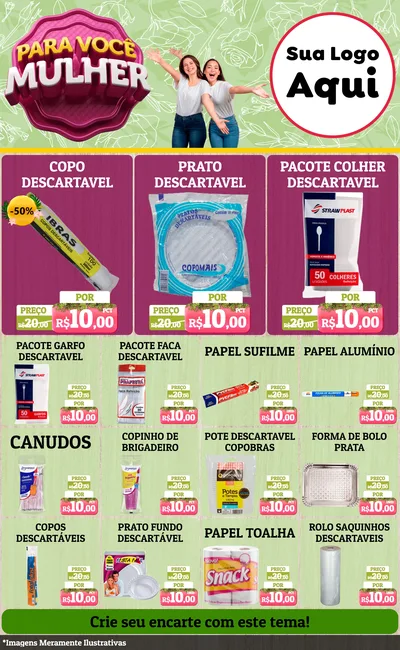 Modelo de Encarte para Encarte Grande com o tema Para Você Mulher para Embalagens