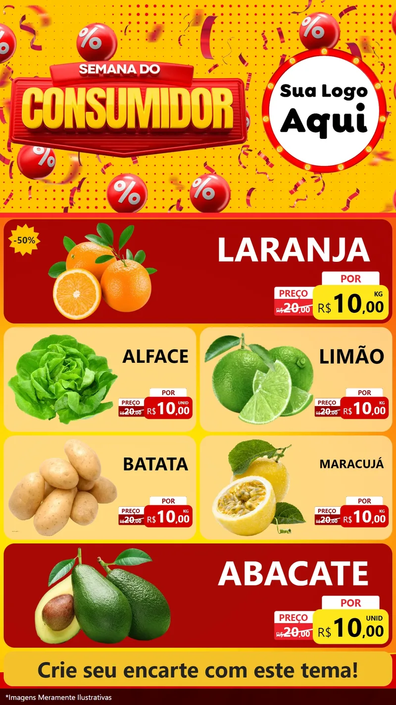 Modelo de TV para TV Vertical com o tema Semana do Consumidor para Hortifrúti