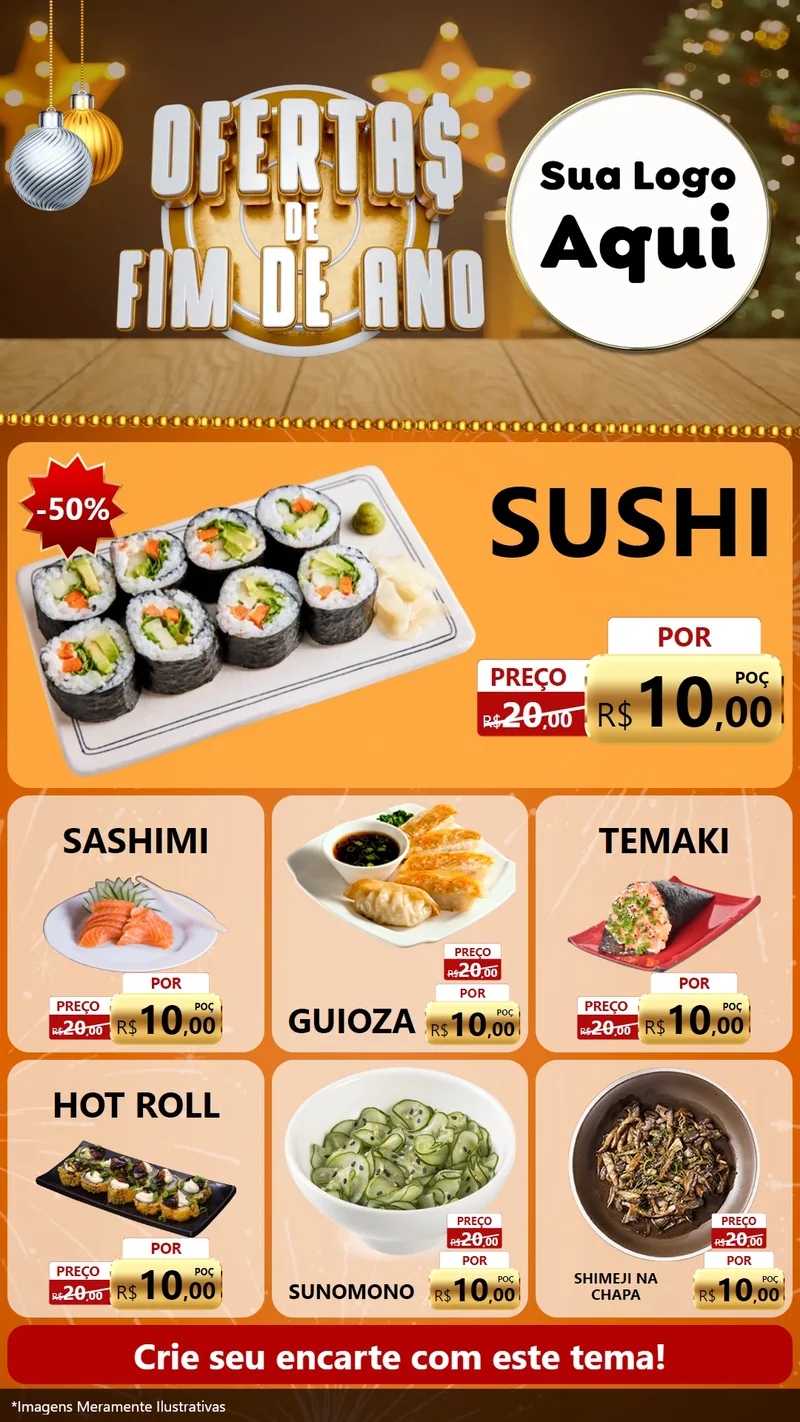 Modelo de Rede Social para Stories com o tema Ofertas de Fim de Ano para Comida japonesa
