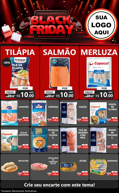 Modelo de Encarte para Encarte Grande com o tema Black Friday para Peixaria