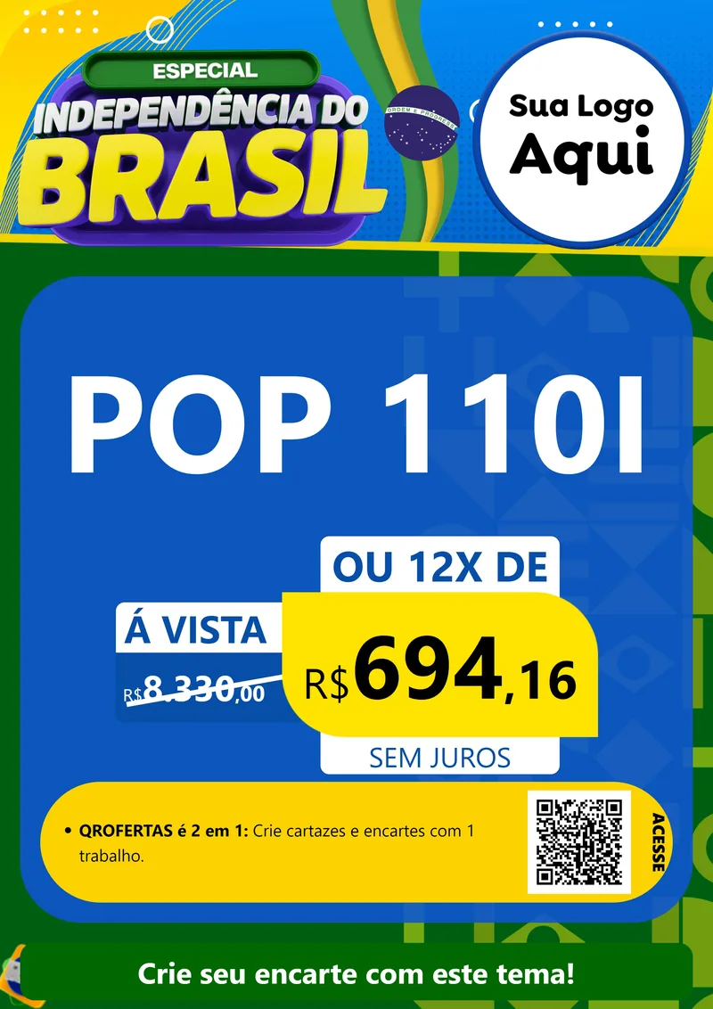Modelo de Cartaz para Cartaz A4 Vertical com o tema Especial Independência do Brasil para Concessionaria de Motos