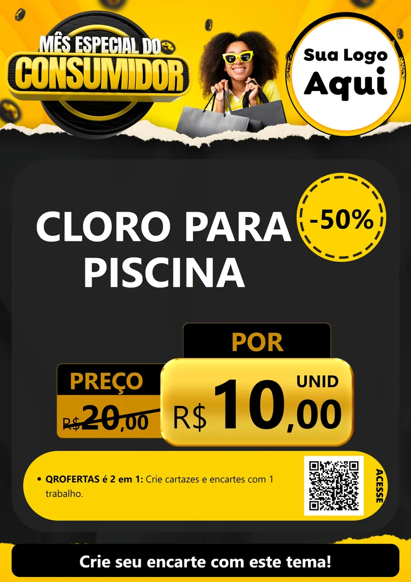 Modelo de Cartaz para Cartaz A4 Vertical com o tema Mês Especial do Consumidor para Produtos para Piscina