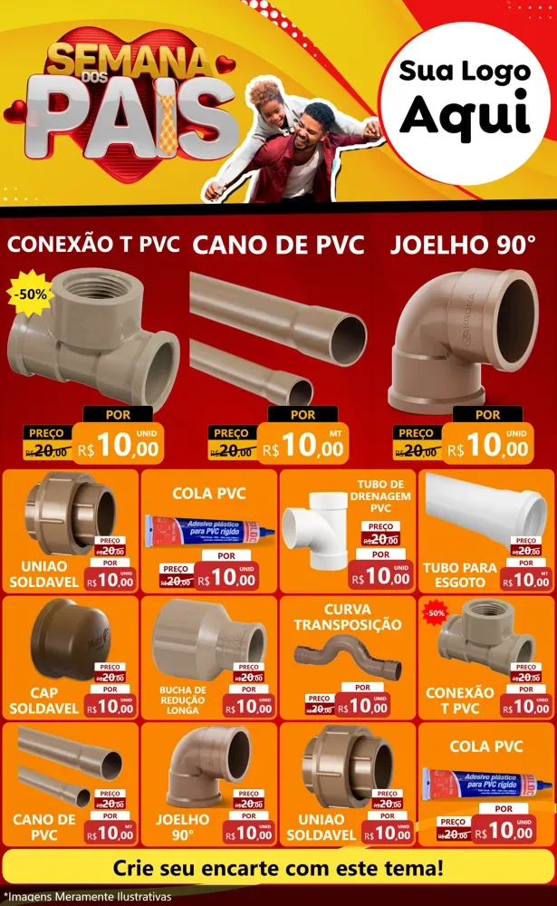 Modelo de Encarte para Encarte Grande com o tema Semana Dos Pais para Tubos e conexões