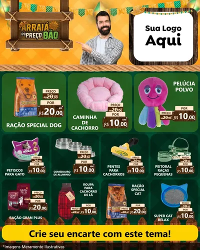 Modelo de Rede Social para Feed Instagram com o tema Arraiá do preço bão para Pet Shop