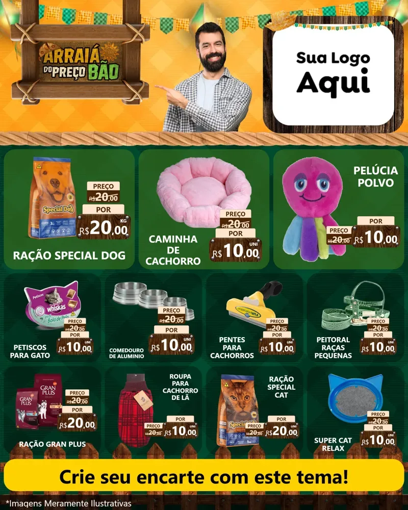 Modelo de Rede Social para Feed Instagram com o tema Arraiá do preço bão para Pet Shop