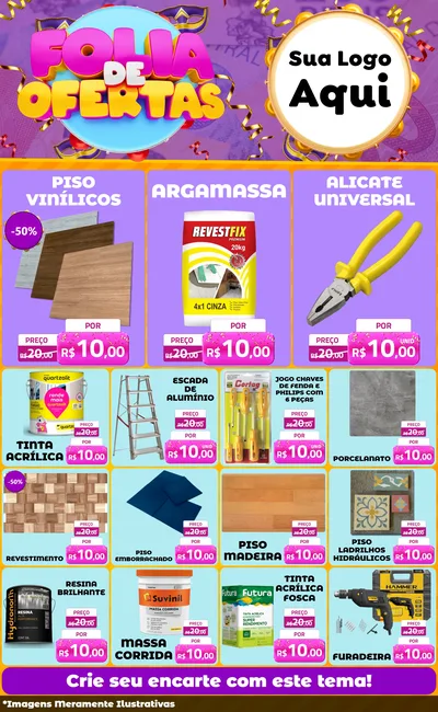 Modelo de Encarte para Encarte Grande com o tema Folia de Ofertas para Material para Construção