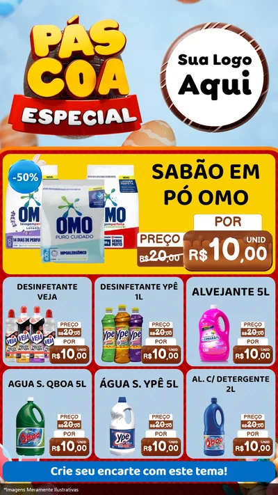 Modelo de Rede Social para Stories com o tema Páscoa Especial para Produtos de Limpeza