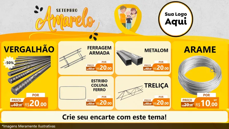 Modelo de TV para TV Horizontal com o tema Setembro Amarelo para Ferragens