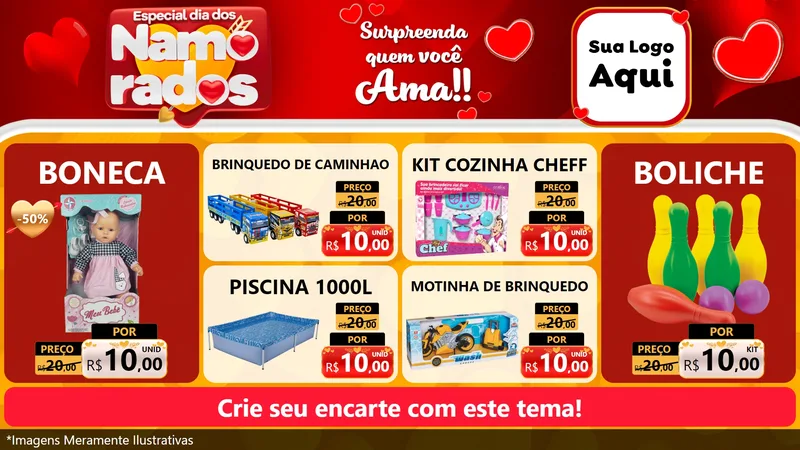 Modelo de TV para TV Horizontal com o tema Especial Dia dos Namorados para Brinquedos
