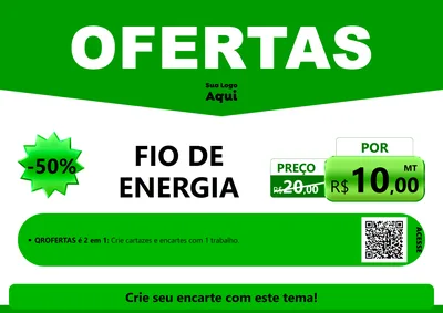 Modelo de Cartaz para Cartaz A4 Horizontal com o tema Ofertas Verde Cartaz para Materiais Elétricos