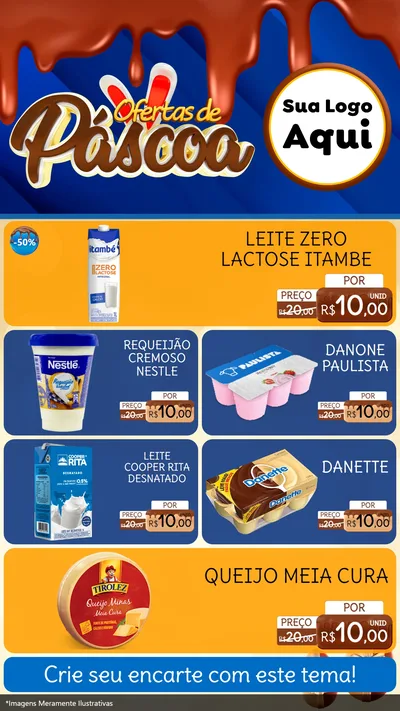 Modelo de TV para TV Vertical com o tema Ofertas de Páscoa para Frios e Laticínios