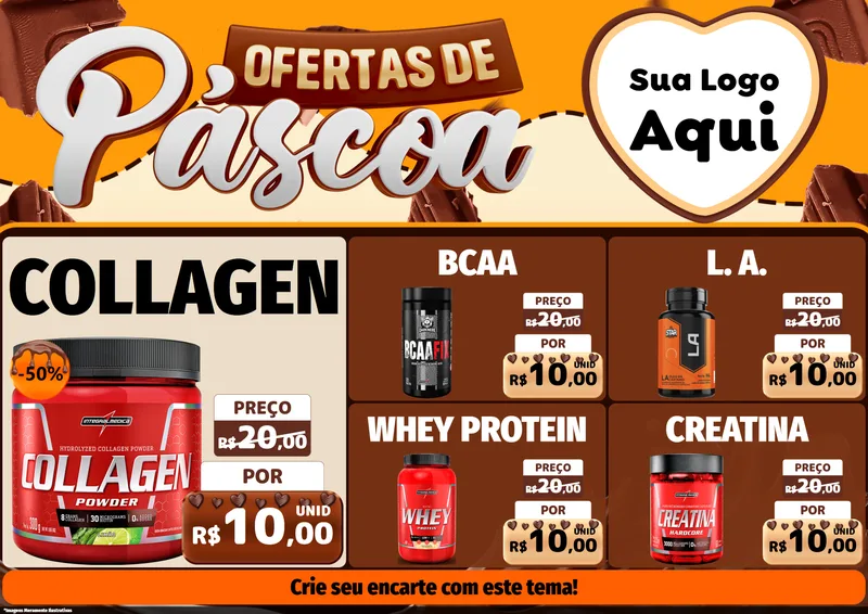 Modelo de Encarte para Encarte A4 Horizontal com o tema Ofertas de Páscoa para Suplementos alimentares