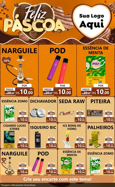Modelo de Encarte para Encarte Grande com o tema Feliz Páscoa para Tabacaria