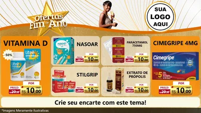 Modelo de TV para TV Horizontal com o tema Ofertas Fim de Ano para Farmácia