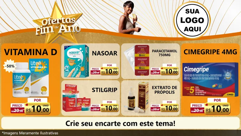 Modelo de TV para TV Horizontal com o tema Ofertas Fim de Ano para Farmácia