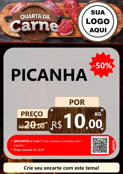 Modelo de Cartaz para Cartaz A4 Vertical com o tema Quarta da Carne para Açougue