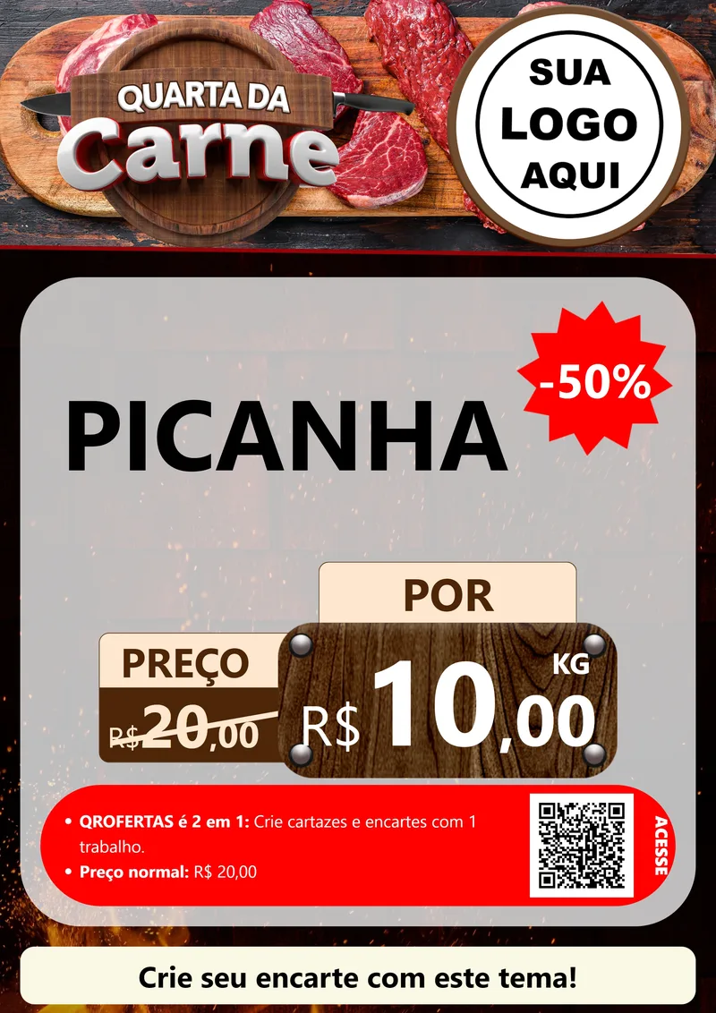 Modelo de Cartaz para Cartaz A4 Vertical com o tema Quarta da Carne para Açougue