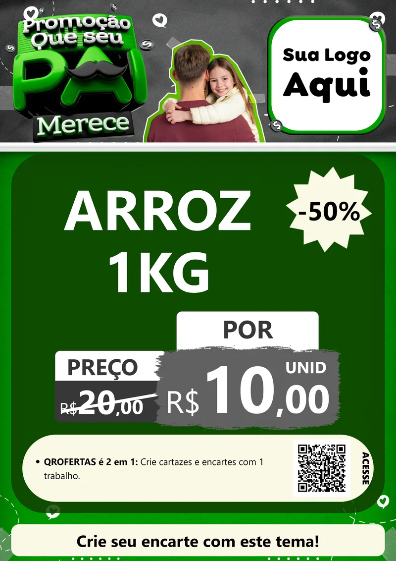 Modelo de Cartaz para Cartaz A4 Vertical com o tema Promoção Que seu Pai Merece para Supermercado