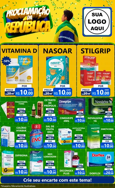 Modelo de Encarte para Encarte Grande com o tema Proclamação da República para Farmácia