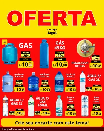 Modelo de Rede Social para Feed Instagram com o tema OFERTA - Vermelho Cartaz para Água e gás