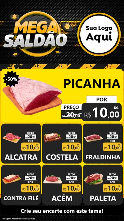 Modelo de Rede Social para Stories com o tema Mega Saldão para Açougue