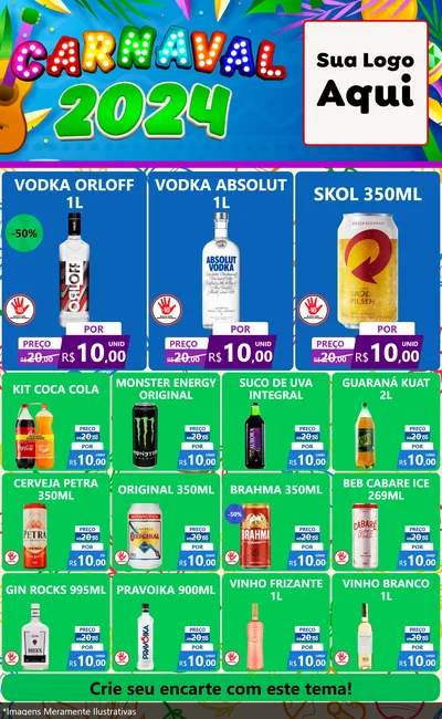 Modelo de Encarte para Encarte Grande com o tema Carnaval 2027 para Distribuidora de bebidas