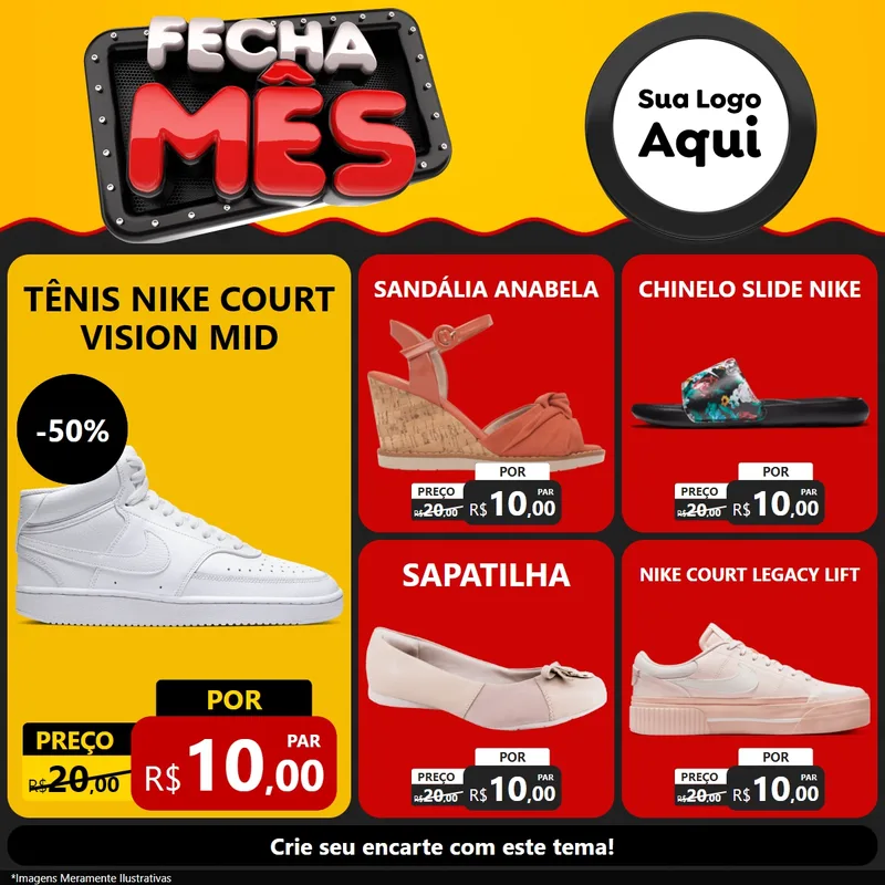 Modelo de Rede Social para Feed Facebook com o tema Fecha Mês para Calçados