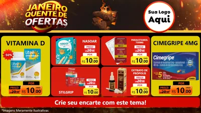 Modelo de TV para TV Horizontal com o tema Janeiro Quente de Ofertas para Farmácia