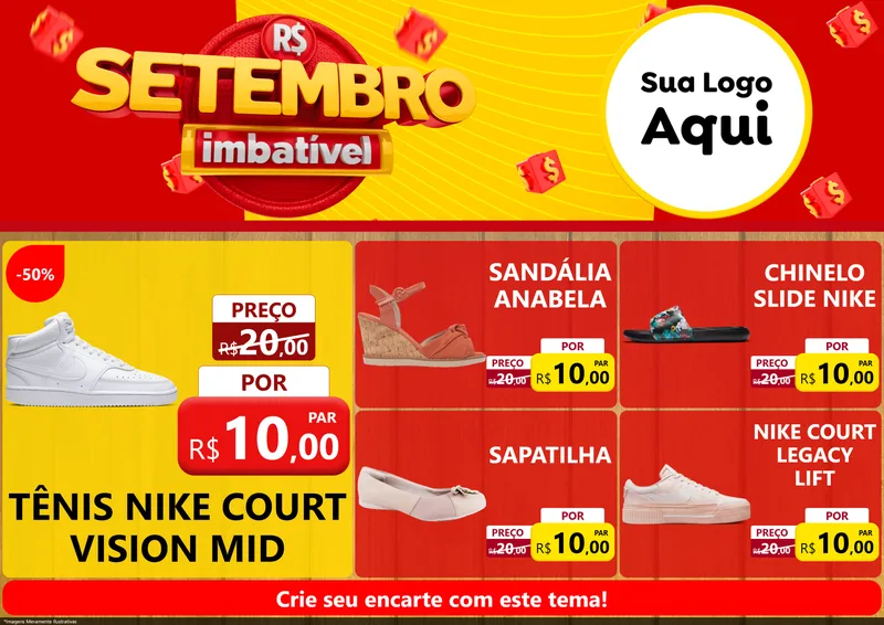 Modelo de Encarte para Encarte A4 Horizontal com o tema Setembro Imbatível para Calçados