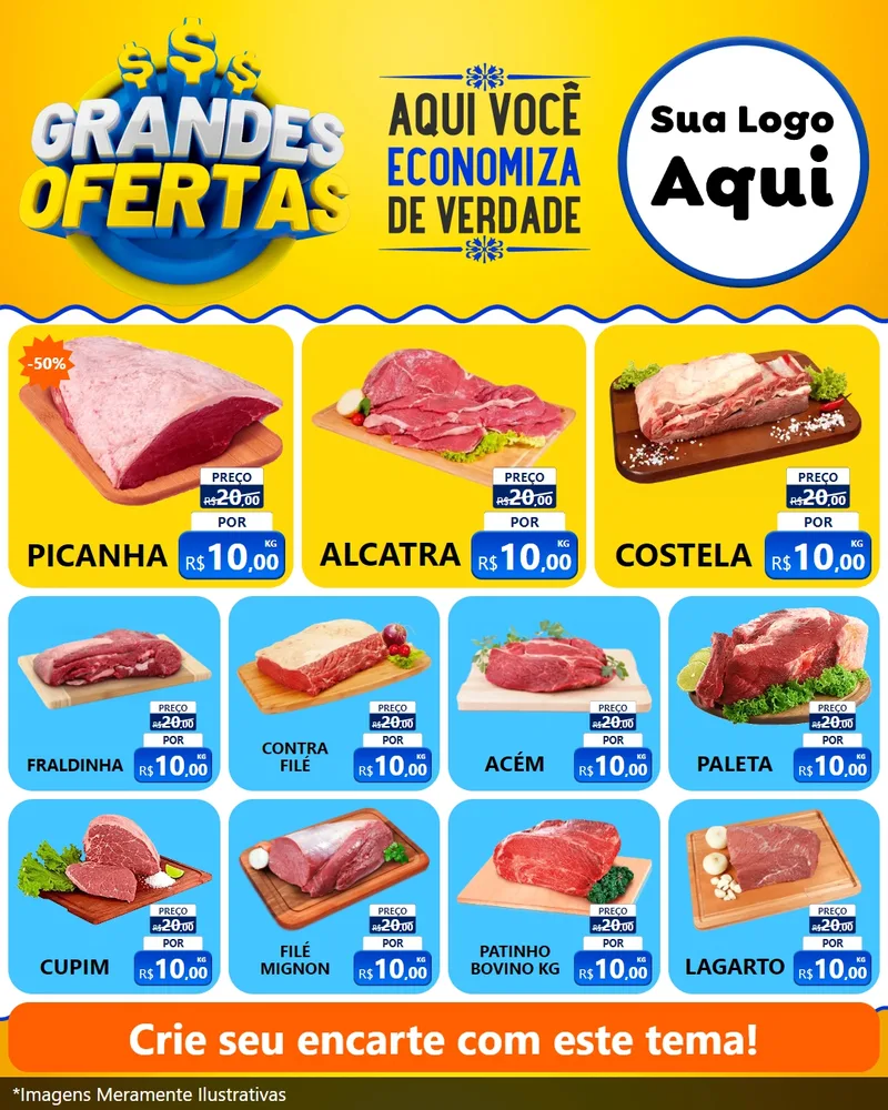 Modelo de Rede Social para Feed Instagram com o tema Grandes Ofertas para Açougue