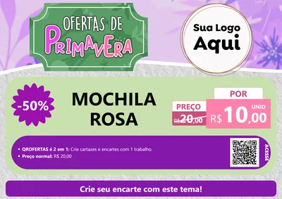 Modelo de Cartaz para Cartaz A4 Horizontal com o tema Ofertas de Primavera para Papelaria