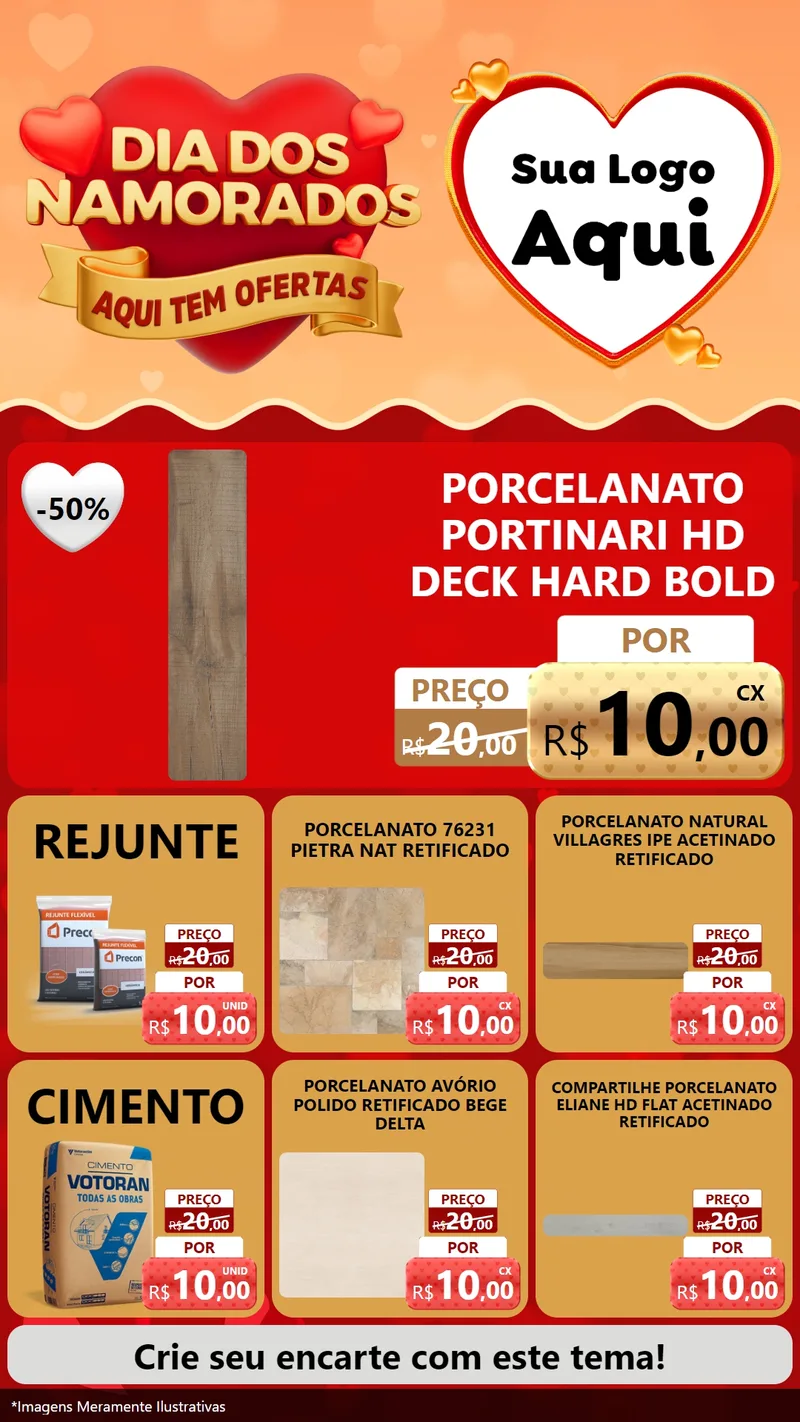 Modelo de Rede Social para Stories com o tema Dia dos Namorados - Aqui Tem Ofertas para Pisos e revestimentos