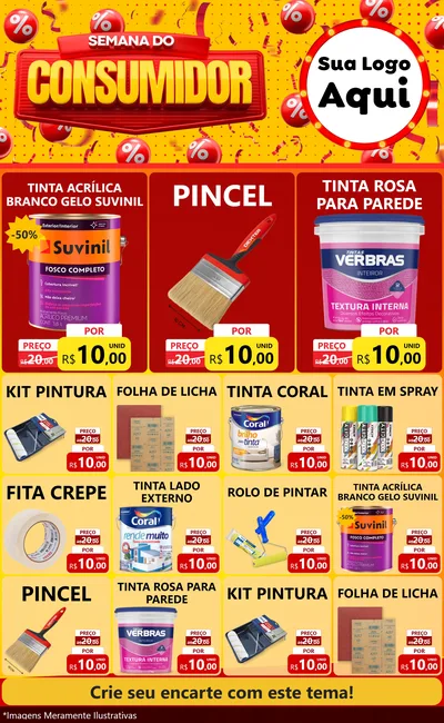 Modelo de Encarte para Encarte Grande com o tema Semana do Consumidor para Tintas e Ferramentas