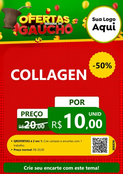 Modelo de Cartaz para Cartaz A4 Vertical com o tema Ofertas Semana Do Gaúcho para Suplementos alimentares