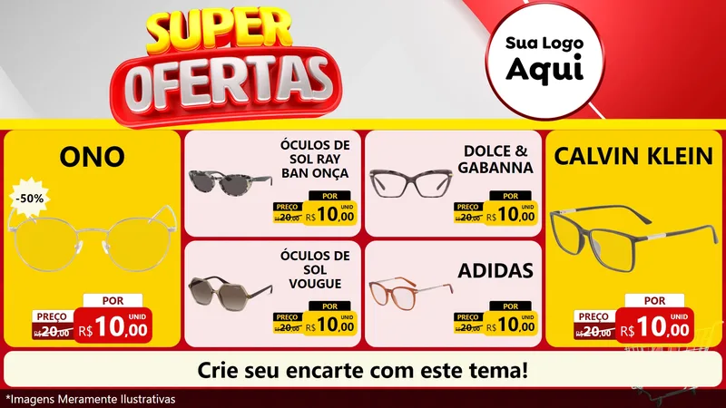 Modelo de TV para TV Horizontal com o tema Super Ofertas para Óticas