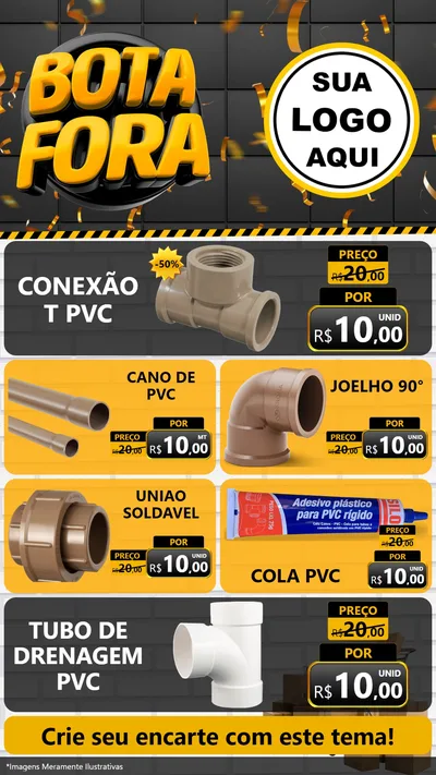 Modelo de TV para TV Vertical com o tema Bota Fora para Tubos e conexões
