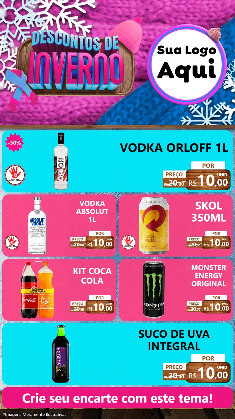 Modelo de TV para TV Vertical com o tema Descontos de Inverno para Distribuidora de bebidas