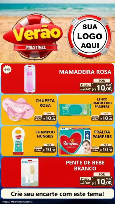 Modelo de TV para TV Vertical com o tema Verão Imbatível para Bebês