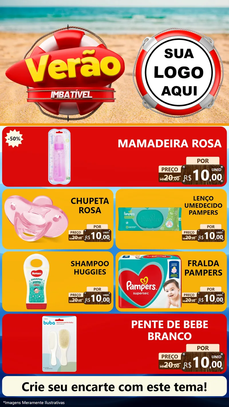Modelo de TV para TV Vertical com o tema Verão Imbatível para Bebês