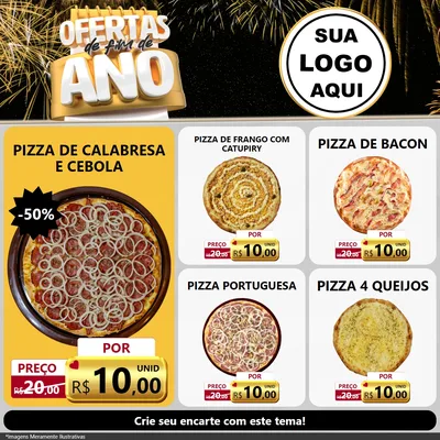 Modelo de Rede Social para Feed Facebook com o tema Ofertas de Fim de Ano para Pizzaria