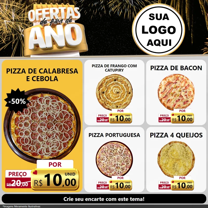 Modelo de Rede Social para Feed Facebook com o tema Ofertas de Fim de Ano para Pizzaria