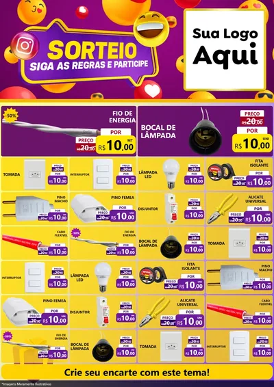 Modelo de Encarte para Encarte A4 Vertical com o tema Sorteio para Materiais Elétricos