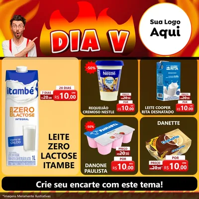Modelo de Rede Social para Feed Facebook com o tema Dia V para Frios e Laticínios