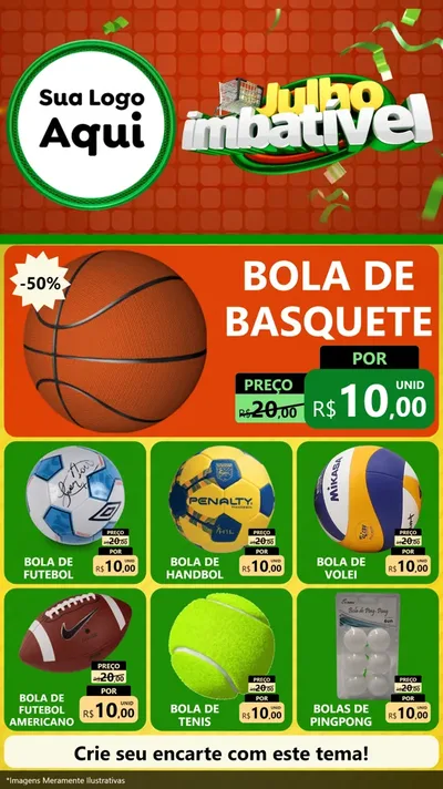 Modelo de Rede Social para Stories com o tema Julho Imbatível para Artigos Esportivos
